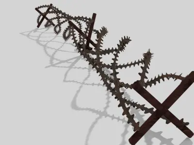 Barbwire barbed wire fence Free 3D model