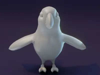 Cartoon Ara Parrot Rigged Base Mesh 3D Model Low-poly 3D model