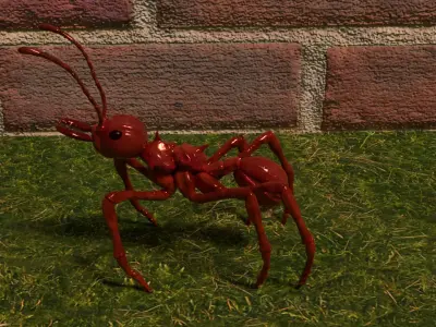red ant Low-poly 3D model