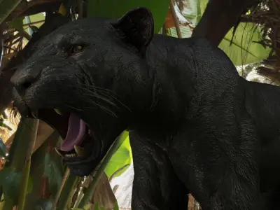 Black Panther Rigged Low-poly 3D model