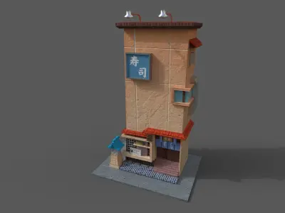 SUSHI SHOP Low-poly 3D model