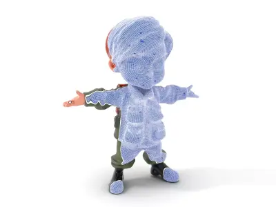 Young Soldier Character Rigged and Animated D Model Low-poly 3D model