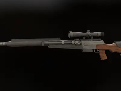 FR-f2 sniper rifle Low-poly 3D model