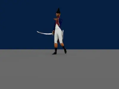 Black OFFICER LOW POLY Napoleonic wars Low-poly 3D model