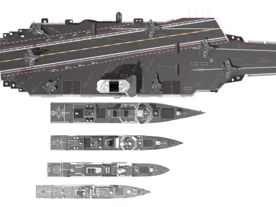 China  003 Fujian aircraft carrier  destroyer frigate package 3D model