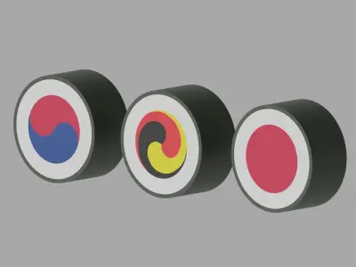 Cartoon Sushi and Gimbap 3D model