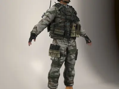 Soldier Black Full Nor Rigged 3D model