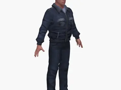 Policeman police officer in uniform Low-poly 3D model