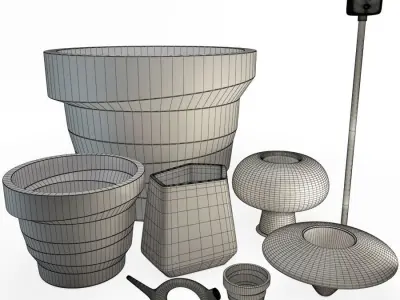 Plastic Outdoor Pots Accessories 3D model