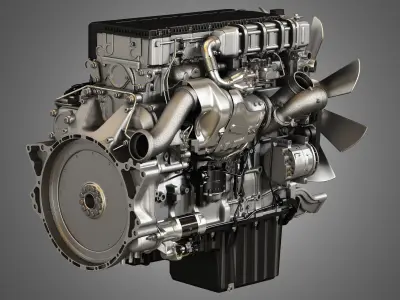  DD15 Heavy Duty Truck Engine - 6 Cylinder Diesel Engine 3D model