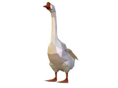 Animated White Goose Lowpoly Art Style Low-poly 3D model