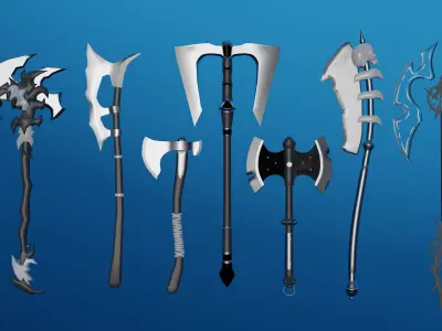 100 Fantasy Weapons Basemesh Pack V3 Low-poly 3D model