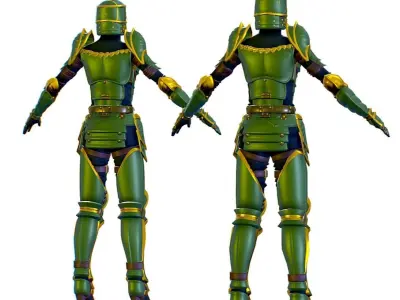 Subdivision 3D Women The Knight in Green Low-poly 3D model