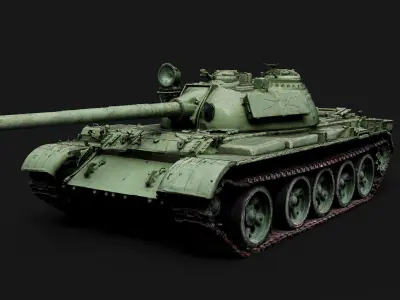 coldwar soviet tank T-55 model photogrammetry Low-poly 3D model