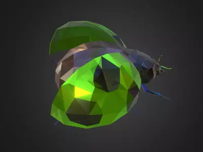 Green Bug Ladybug Low Polygon Art Insect Low-poly 3D model