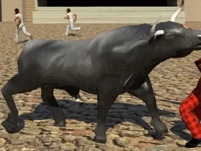 Bull 3D bullfighter fighting Free 3D model