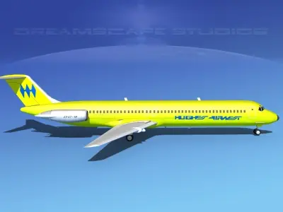 Douglas DC-9-50 Hughes Air West 3D model