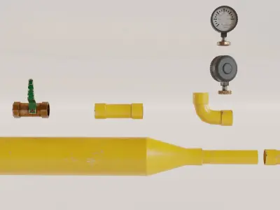 Gas unit kitbash set with 4K texture Low-poly 3D model