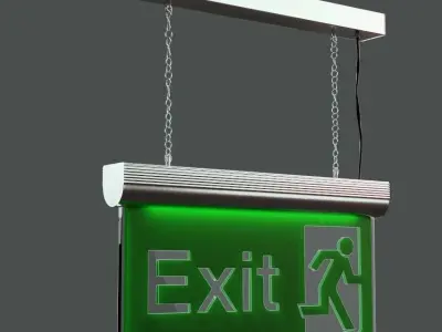 Exit Sign Low-poly 3D model