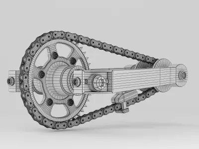 Motorcycle Chain Drive and Sprocket 3D model
