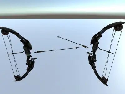 archer bow with arrow low-poly 3d model Low-poly 3D model