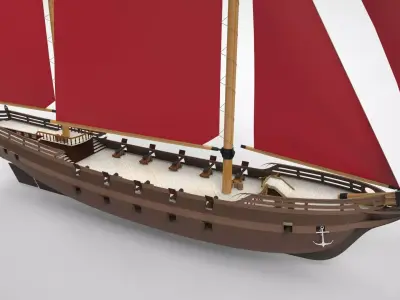 Pirate Ship sailing wa 3D model