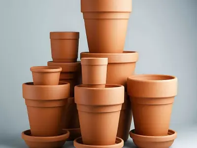 Terracotta Plant Pots Collection 3D Model Low-poly 3D model