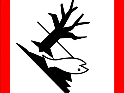 cat cat hazard sign with fish and tree Free 3D model