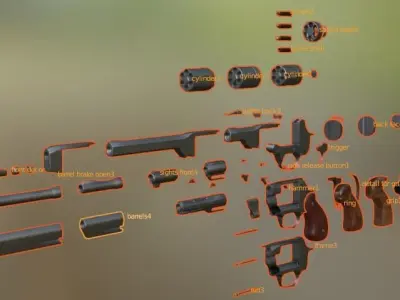 Pistols - Revolver parts Pack Low-poly 3D model
