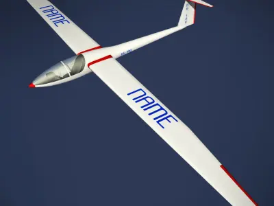 Glider Sailplane Glaser DG-100 low poly Low-poly 3D model