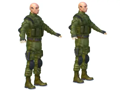 Subdivision 3d Men Military Solder Armor Low-poly 3D model