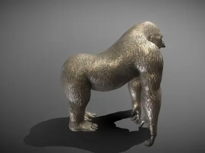 Gorilla Bronze Statue Low-poly 3D model