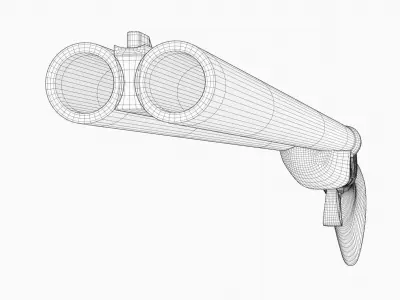 Double Barreled Shotgun Low-poly 3D model
