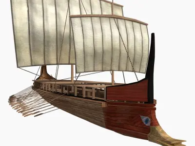 Low-poly Greek Trireme Low-poly 3D model