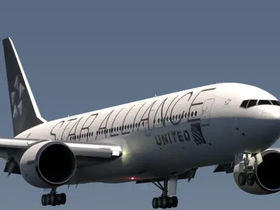 ANIMATED Boeing 777-200ER - United Airlines Star Alliance Livery 3D model