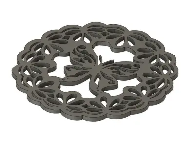 Butterfly Witth Wreath 3D print model