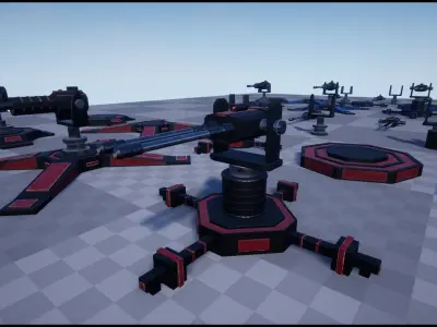 Sci-Fi Kingdom - Modular Turrets Low-poly 3D model