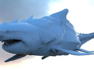 Great White Shark Hybrid mid size 3D 3D model