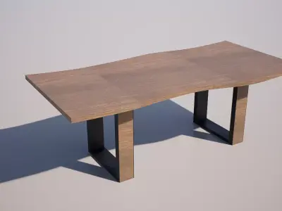 Rustic Live Edge Desk Table 3 Modern Organic Furniture 3D Model Low-poly 3D model