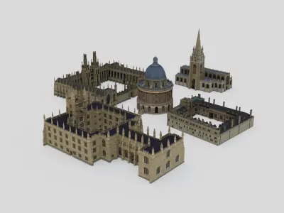 Oxford University buildings with St Mary 3D model