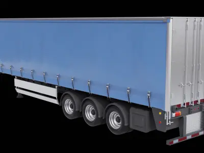 Curtainsider Semi Trailer All PBR Unity UE Textures Low-poly 3D model