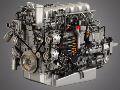  MX13 Heavy Duty Truck Engine - 6 Cylinder Diesel Engine 3D model