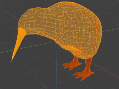 Classic Kiwi BIrd Low-poly 3D model