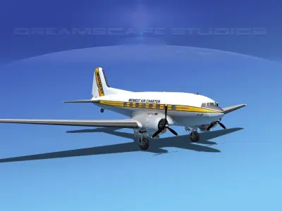 Douglas DC-3 Midwest 3D model