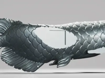 Arowana silver fish swimming in water Free 3D print model