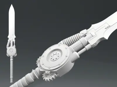 Steampunk Sword Low-poly 3D model