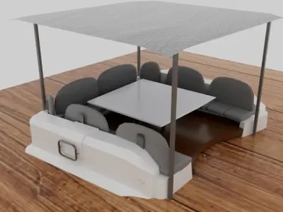 white sunbed Low-poly 3D model