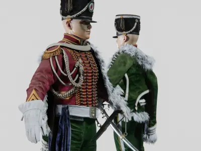 Soldier Napoleon High Rank Officer Rigged Low-poly 3D model
