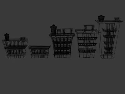  Wacky Buildings Low-poly 3D model