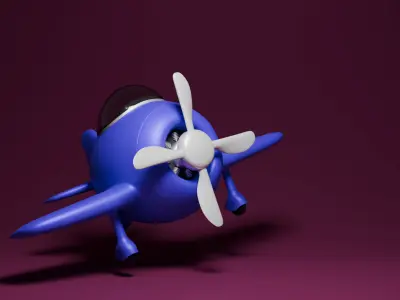 Animated Game Ready Little Plane 3D model